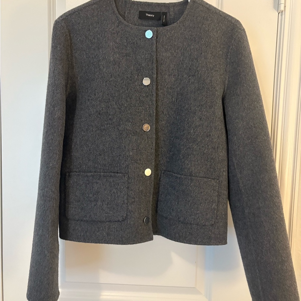 Theory Gray Wool-Blend Blazer